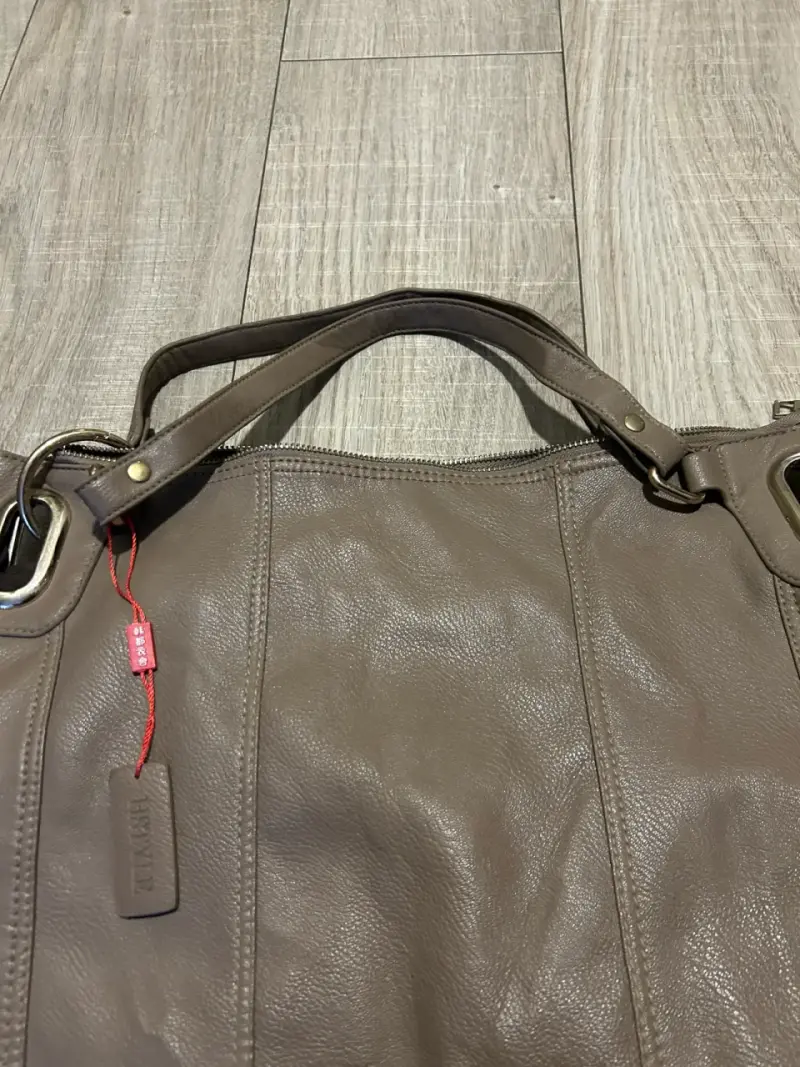 Bolso de eco  cuero marrón con asas resistentes - 5