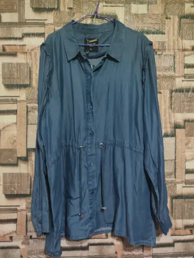 Blusa de mezclilla Lorenzo Di Pontti azul talla XL - miniatura 1