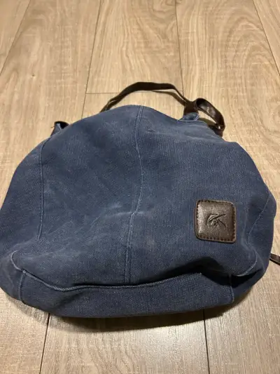 Bolso de lona azul con asa de cuero - miniatura 2