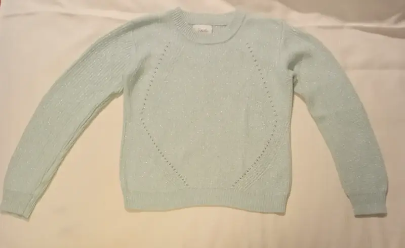 Suéter de punto celeste con brillo para mujer