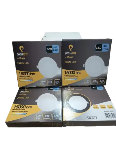 Pack 4 Panel Led Embutido Redondo 12w Fria - miniatura 1