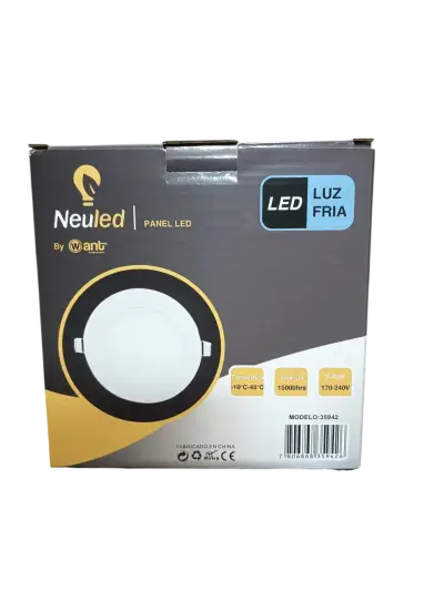 Pack 4 Panel Led Embutido Redondo 12w Fria - miniatura 2