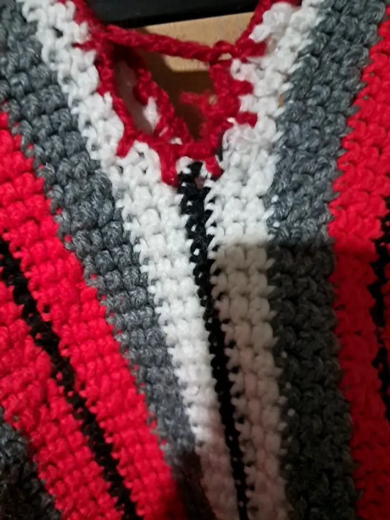 Poncho tejido a rayas multicolor - 3