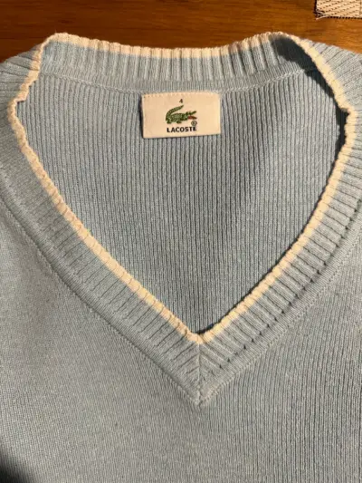 Suéter Lacoste celeste de algodón - miniatura 3