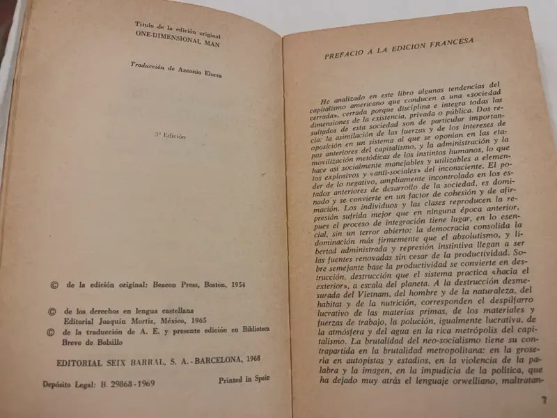 Libro 'El Hombre Unidimensional',Herbert Marcuse - 5