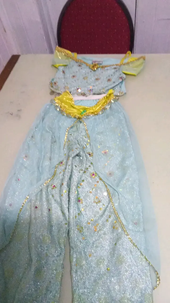 Vestido jumper de mezclilla rosado para niña - 3