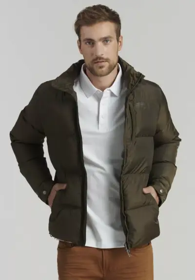 Chaqueta acolchada verde oliva para invierno - miniatura 3