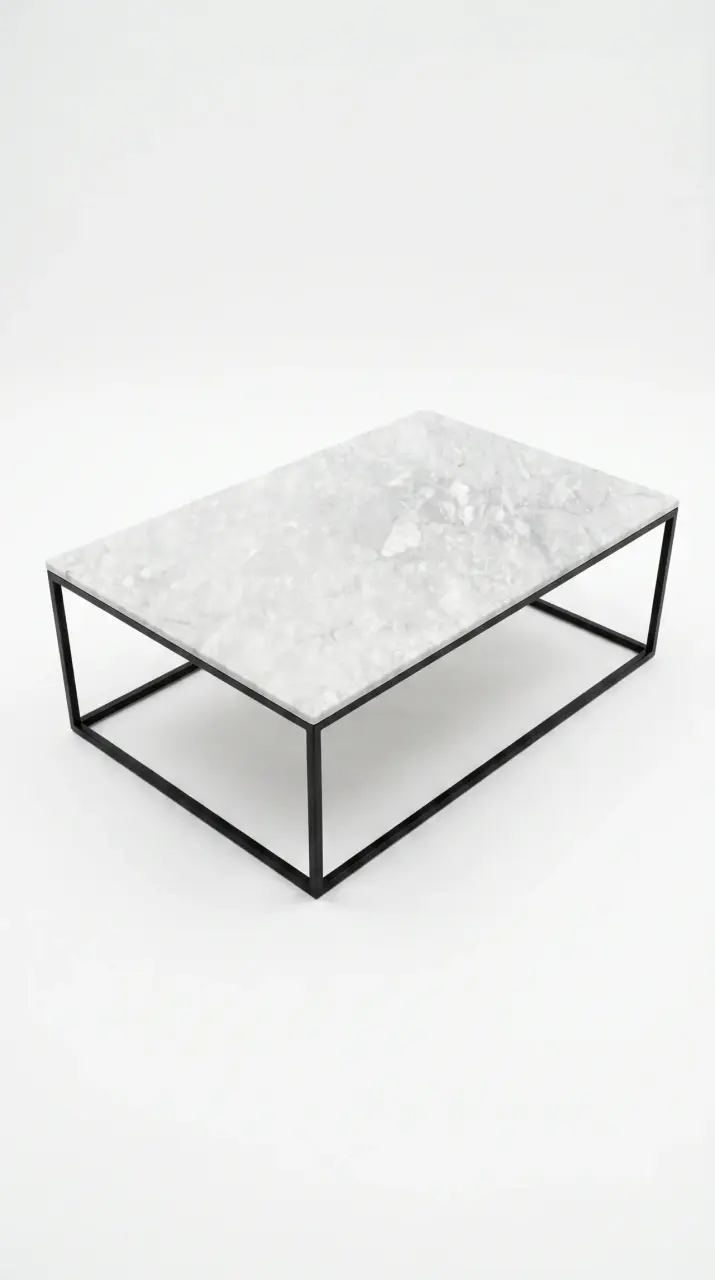 Mesa de centro de mármol con base metálica - 2