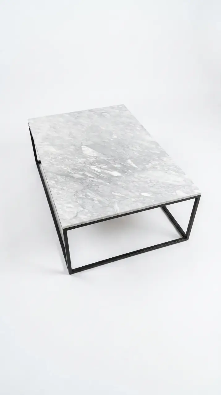 Mesa de centro de mármol con base metálica - 4