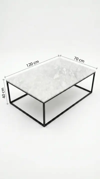 Mesa de centro de mármol con base metálica - miniatura 5