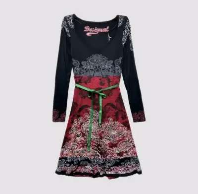 Vestido Desigual estampado multicolor con lazo - miniatura 1