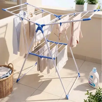 Tendedero plegable de metal para ropa - miniatura 1