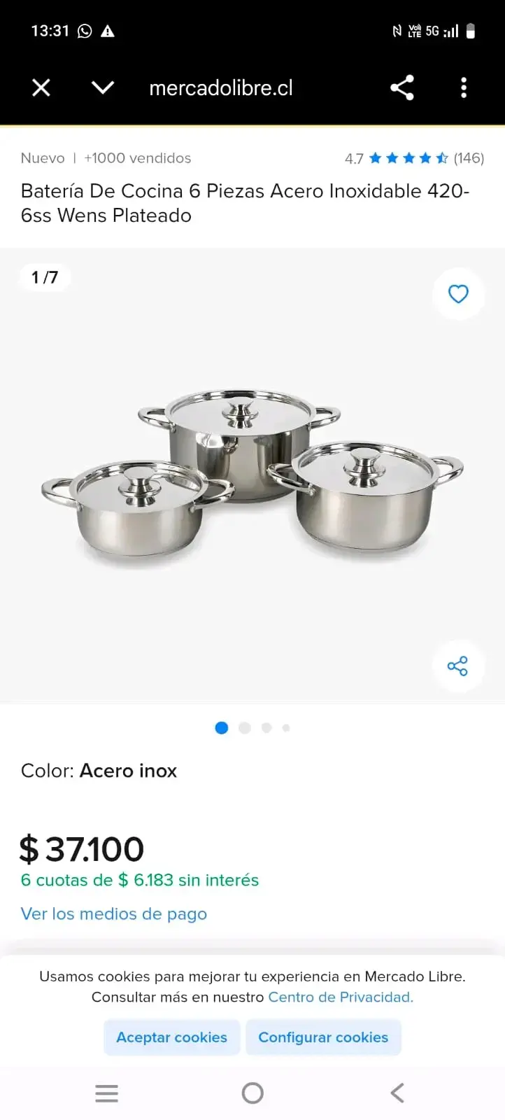 Set de Batería de Cocina Wens 6 Piezas Acero Inoxidable - 2