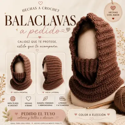 Balaclava de crochet hecha a mano - miniatura 1