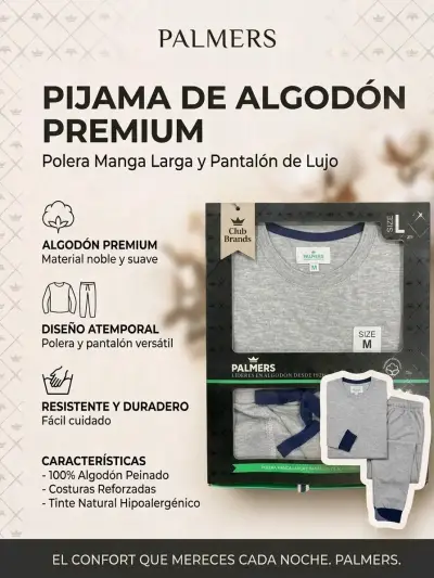 Pijama de Algodón Premium Palmer's Talla L - miniatura 2