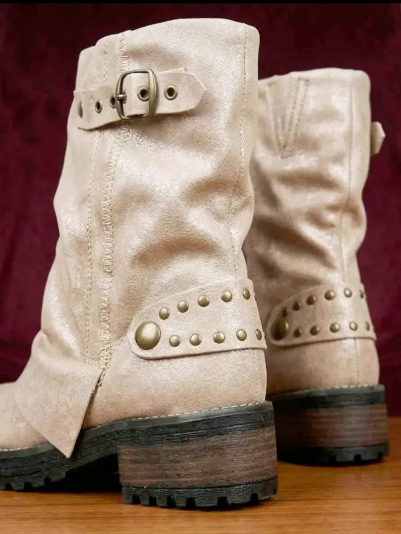 Botines de cuero beige - 2