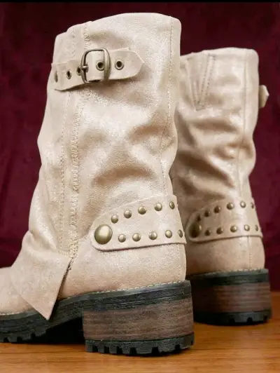 Botines de cuero beige - miniatura 2