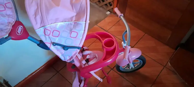 Triciclo para niños Radio Flyer rosa con toldo - 4