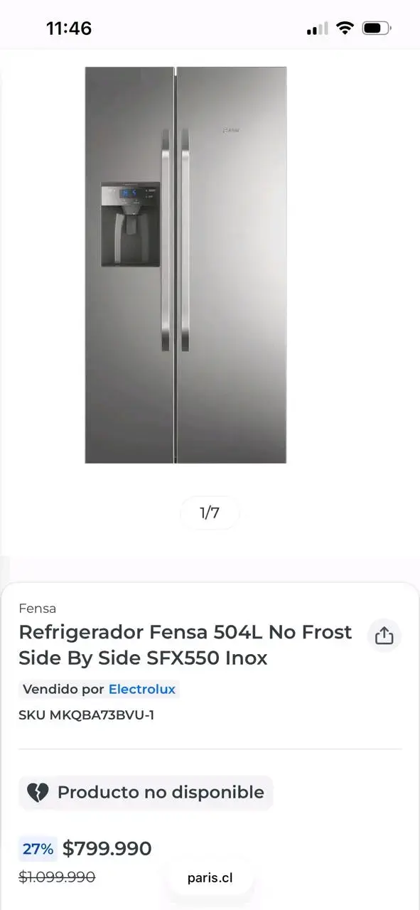 Refrigerador Fensa 504L No Frost Side by Side - 1