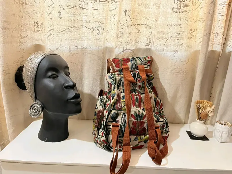Mochila étnicsemi nuevo a colorida con diseño trib - 3