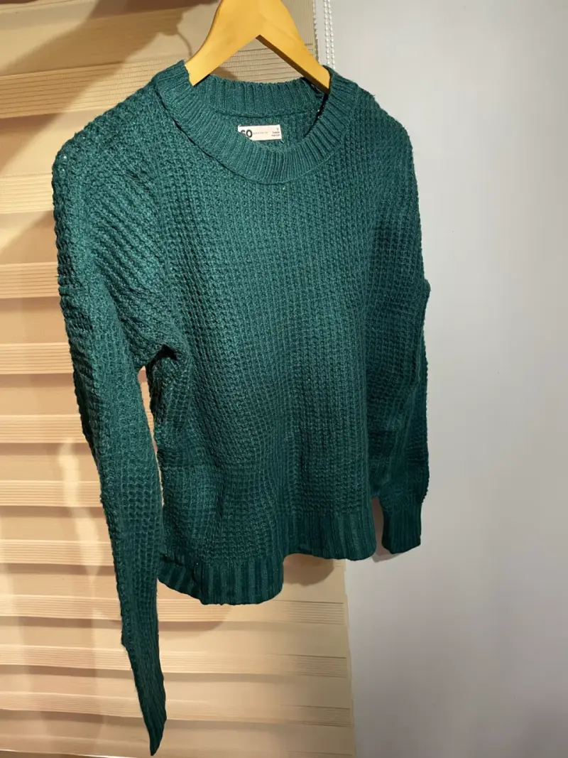 Suéter de punto verde oscuro para mujer - 3