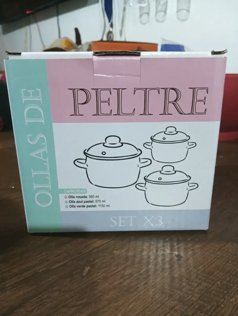 Juego de ollas de peltre color pastel - 6