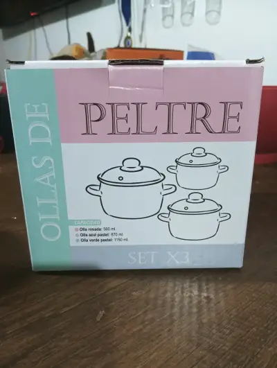 Juego de ollas de peltre color pastel - miniatura 6