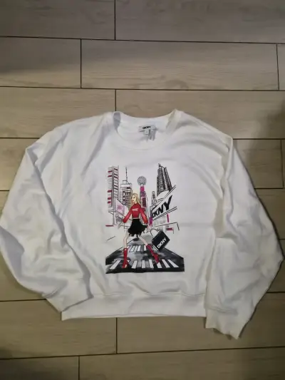 Polerón blanco DKNY con diseño urbano talla M - miniatura 1