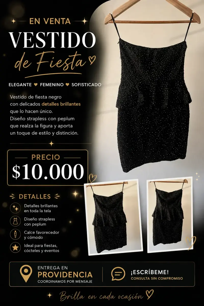 Vestido negro marca zara con brillo - 5