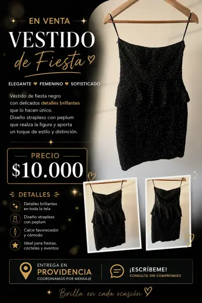 Vestido negro marca zara con brillo - miniatura 5