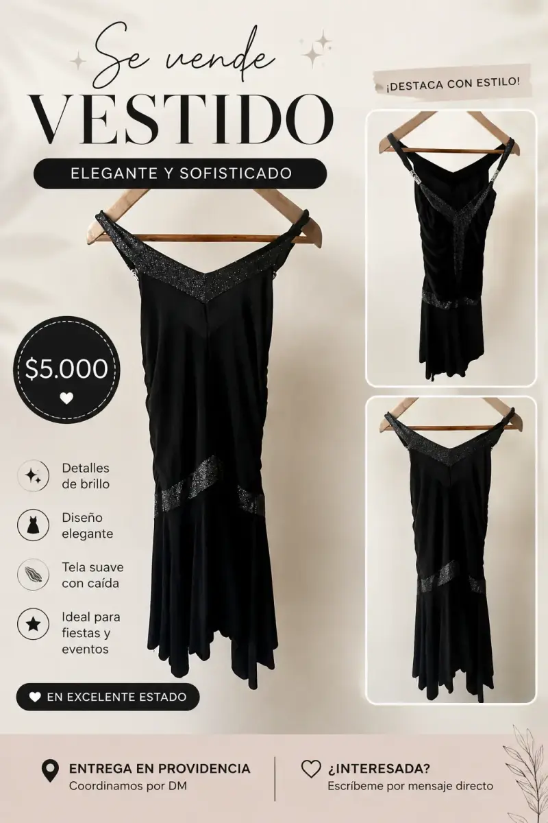 Vestido corto negro brillante