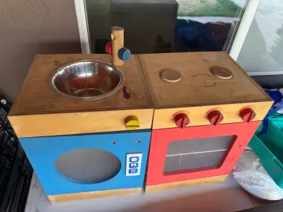 DUO Cocina y lavaplato juguete  madera para niñ@s - miniatura 1