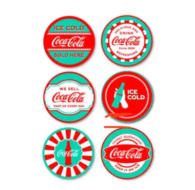 Set 6 posavasos vintage Coca-Cola - miniatura 1