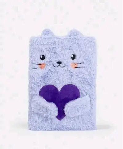 Libreta Cute de gato con corazón morado - miniatura 1
