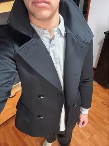 Abrigo negro de hombre estilo clásico - 3