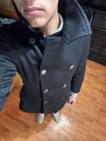Abrigo negro de hombre estilo clásico - miniatura 5