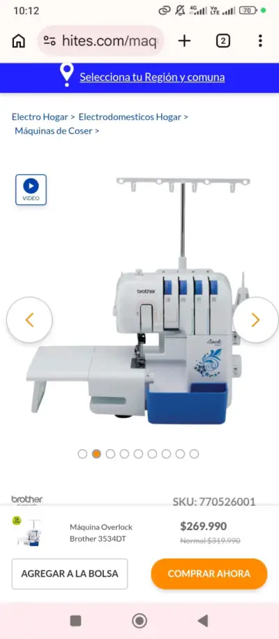 Máquina Overlock Brother 3534DT para costura profesional - miniatura 1
