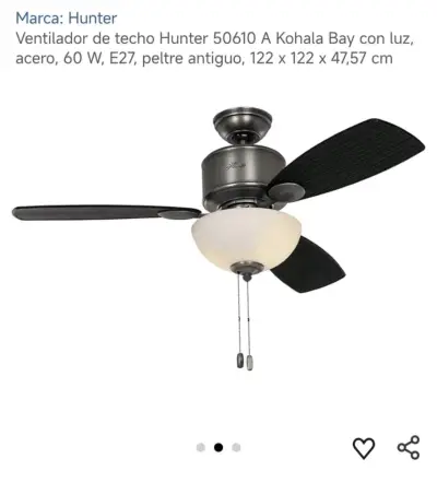 Ventilador de Techo Hunter Kohala Bay con Luz - miniatura 1