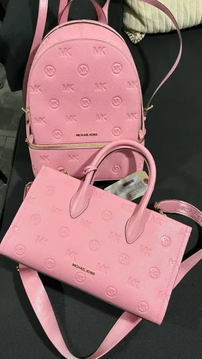 Set de mochila y cartera Michael Kors rosa - miniatura 1