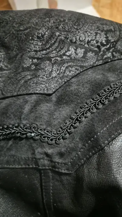 Abrigo largo de cuero negro para mujer vintage - miniatura 5