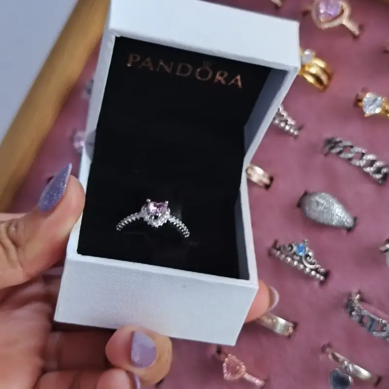 Anillo de compromiso corazon rosa - 3