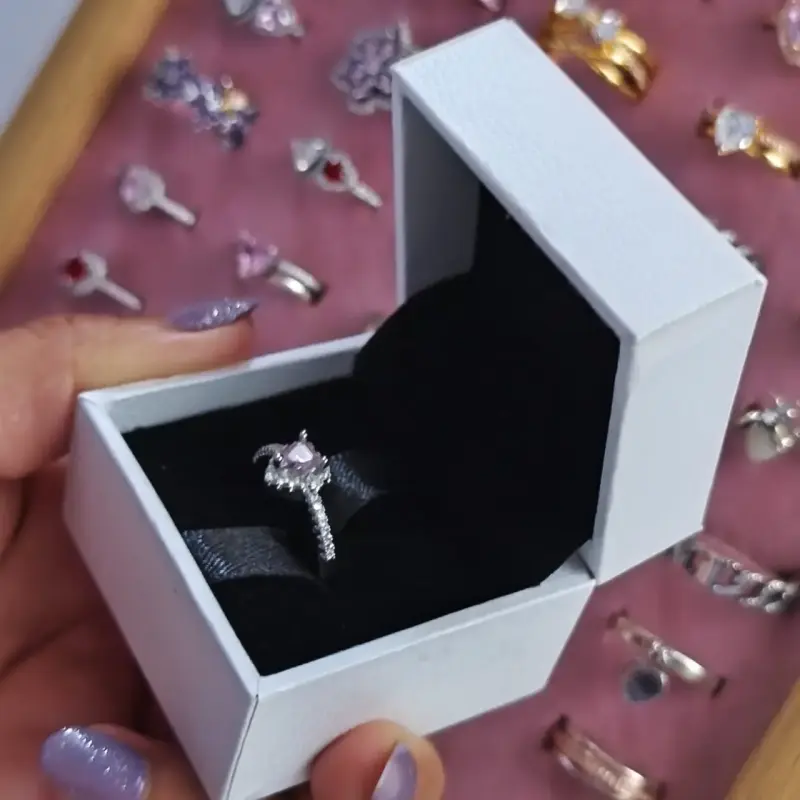 Anillo de compromiso corazon rosa - 4