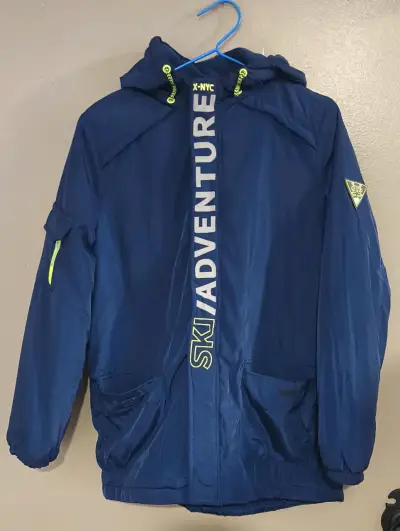 Chaqueta impermeable azul para niños con capucha - miniatura 1