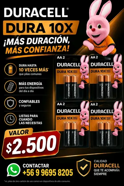 Pilas Duracell AA Dura 10X Paquete de 4 - miniatura 1