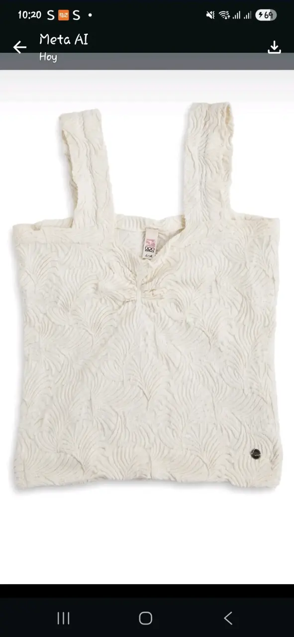 Talla S/M Top sin mangas beige con diseño floral - 2