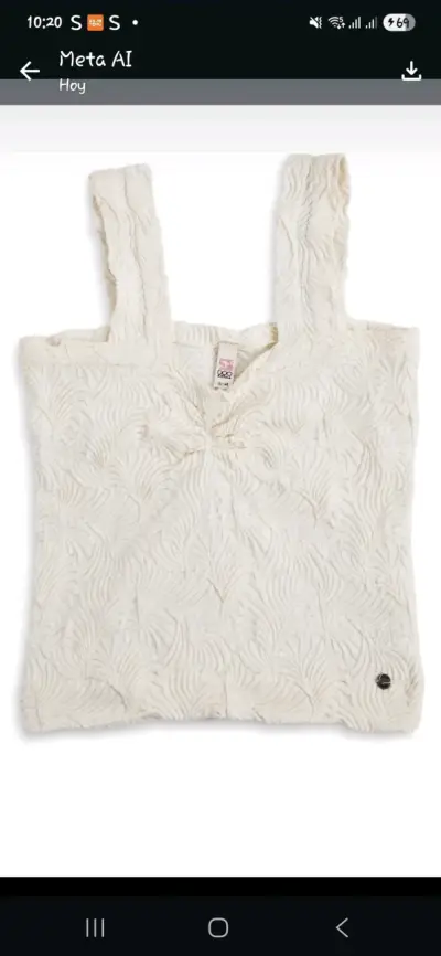 Talla S/M Top sin mangas beige con diseño floral - miniatura 2