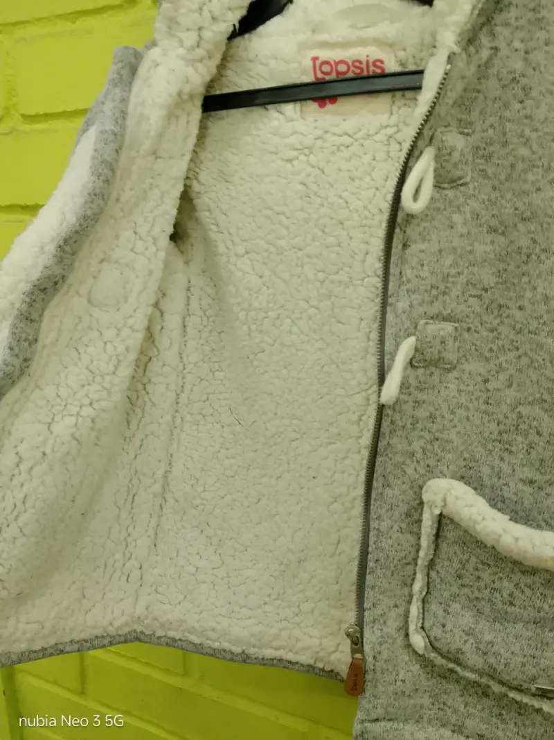 Chaqueta de lana gris con capucha para niños - 2