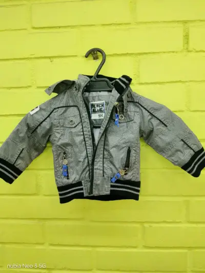 Chaqueta infantil Black Blue 9M gris con capucha - miniatura 1