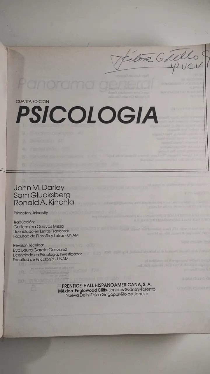 Libro Psicología Cuarta Edición Darley/Glucksberg/Kinchla - 2