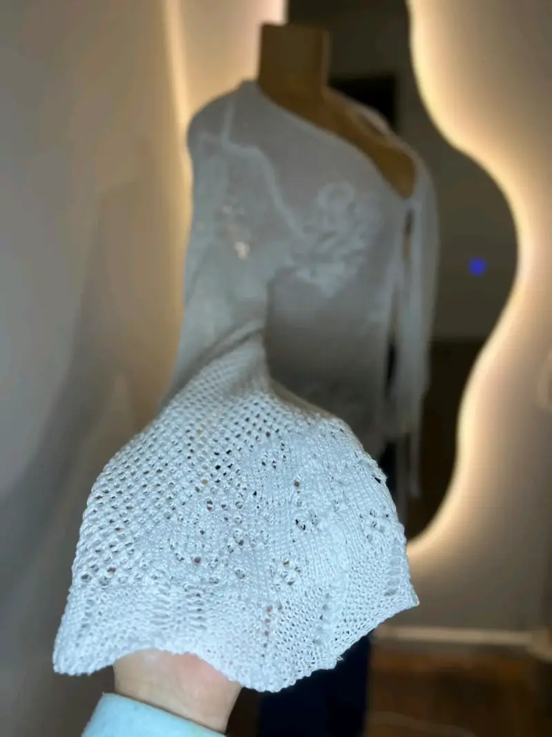 Cárdigan tejido blanco para mujer - 2